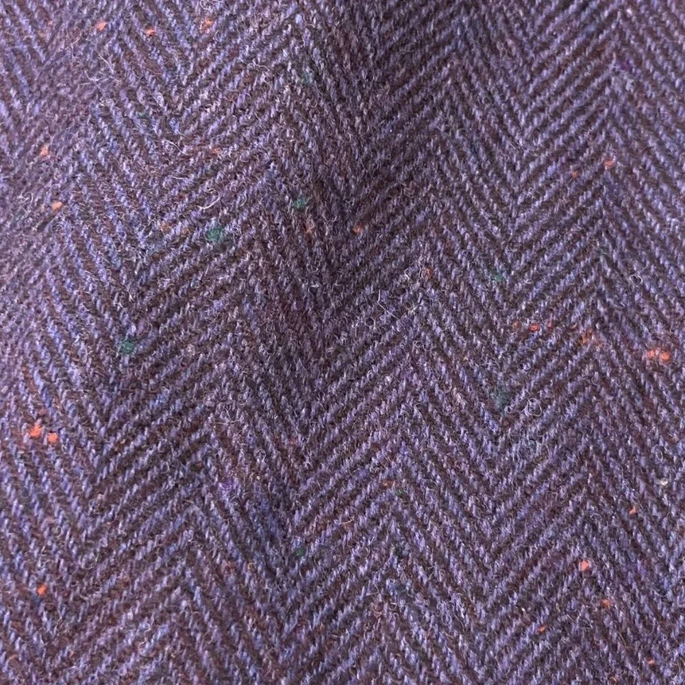 Talbots Woman Wool Eggplant Purple Skirt Career Work Herringbone Tweed Sz 12W - Picture 2 of 6